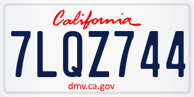 CA license plate 7LQZ744