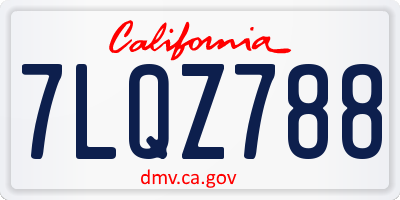 CA license plate 7LQZ788