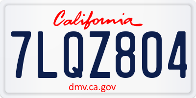 CA license plate 7LQZ804