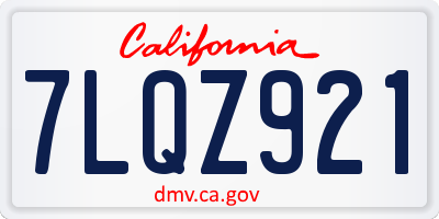 CA license plate 7LQZ921