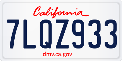 CA license plate 7LQZ933