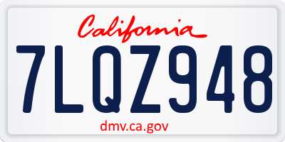 CA license plate 7LQZ948