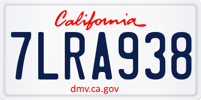 CA license plate 7LRA938