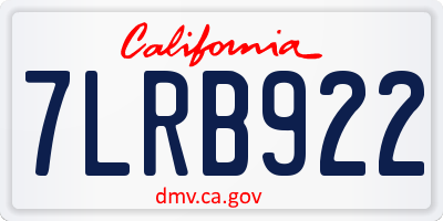 CA license plate 7LRB922