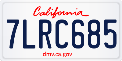 CA license plate 7LRC685