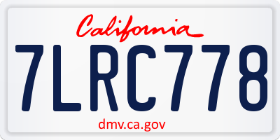 CA license plate 7LRC778