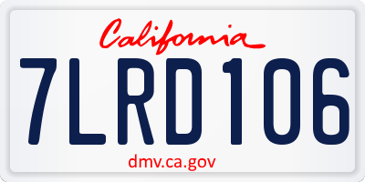 CA license plate 7LRD106