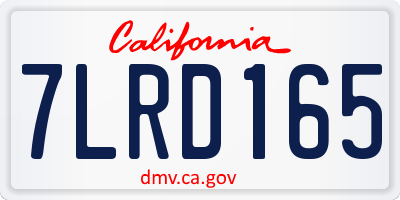 CA license plate 7LRD165