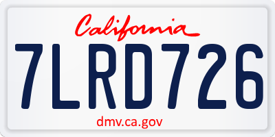 CA license plate 7LRD726