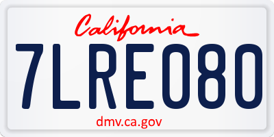 CA license plate 7LRE080