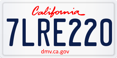 CA license plate 7LRE220