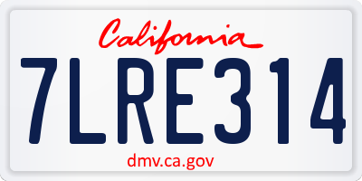 CA license plate 7LRE314