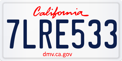 CA license plate 7LRE533