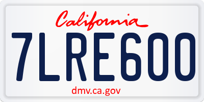CA license plate 7LRE600