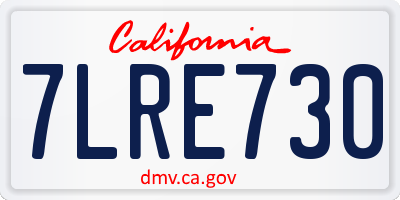 CA license plate 7LRE730