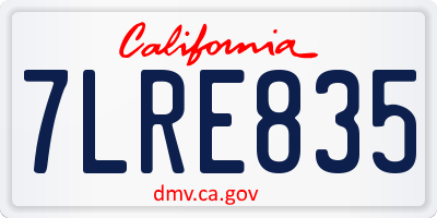 CA license plate 7LRE835