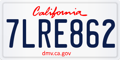 CA license plate 7LRE862