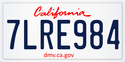 CA license plate 7LRE984