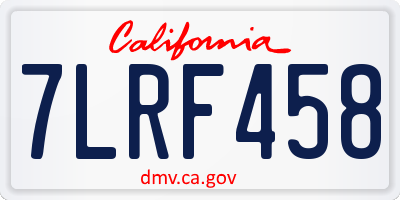 CA license plate 7LRF458