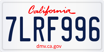 CA license plate 7LRF996