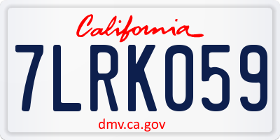 CA license plate 7LRK059