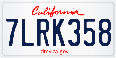 CA license plate 7LRK358