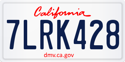 CA license plate 7LRK428