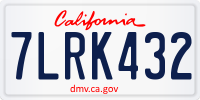 CA license plate 7LRK432