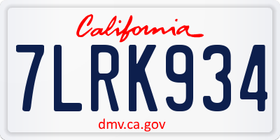 CA license plate 7LRK934