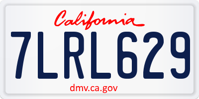 CA license plate 7LRL629