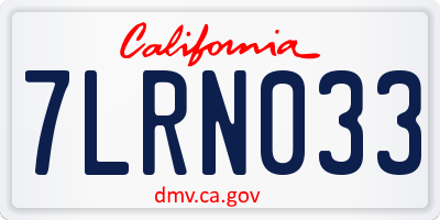 CA license plate 7LRN033