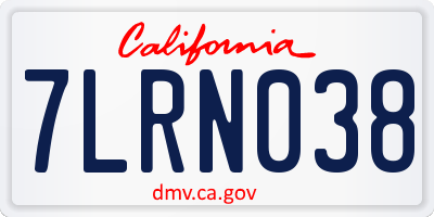 CA license plate 7LRN038