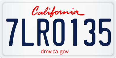 CA license plate 7LRO135