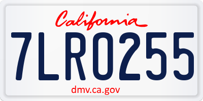 CA license plate 7LRO255