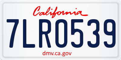 CA license plate 7LRO539