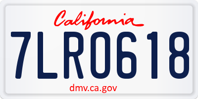 CA license plate 7LRO618