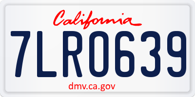 CA license plate 7LRO639