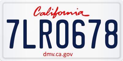 CA license plate 7LRO678