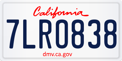 CA license plate 7LRO838