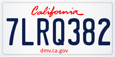 CA license plate 7LRQ382