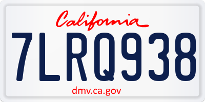 CA license plate 7LRQ938