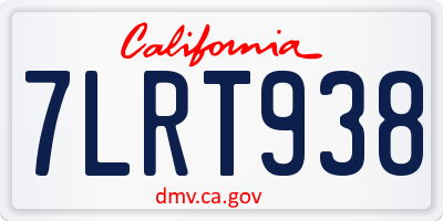 CA license plate 7LRT938