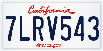 CA license plate 7LRV543