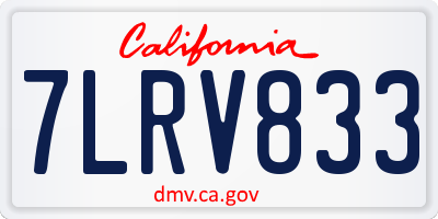 CA license plate 7LRV833