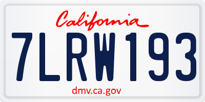 CA license plate 7LRW193
