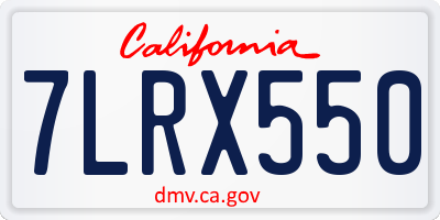 CA license plate 7LRX550