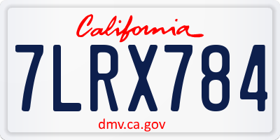 CA license plate 7LRX784