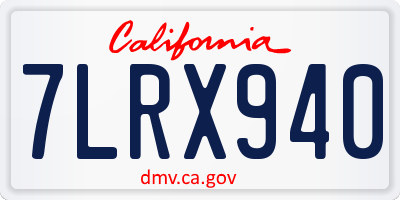 CA license plate 7LRX940