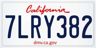 CA license plate 7LRY382