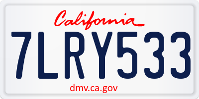 CA license plate 7LRY533